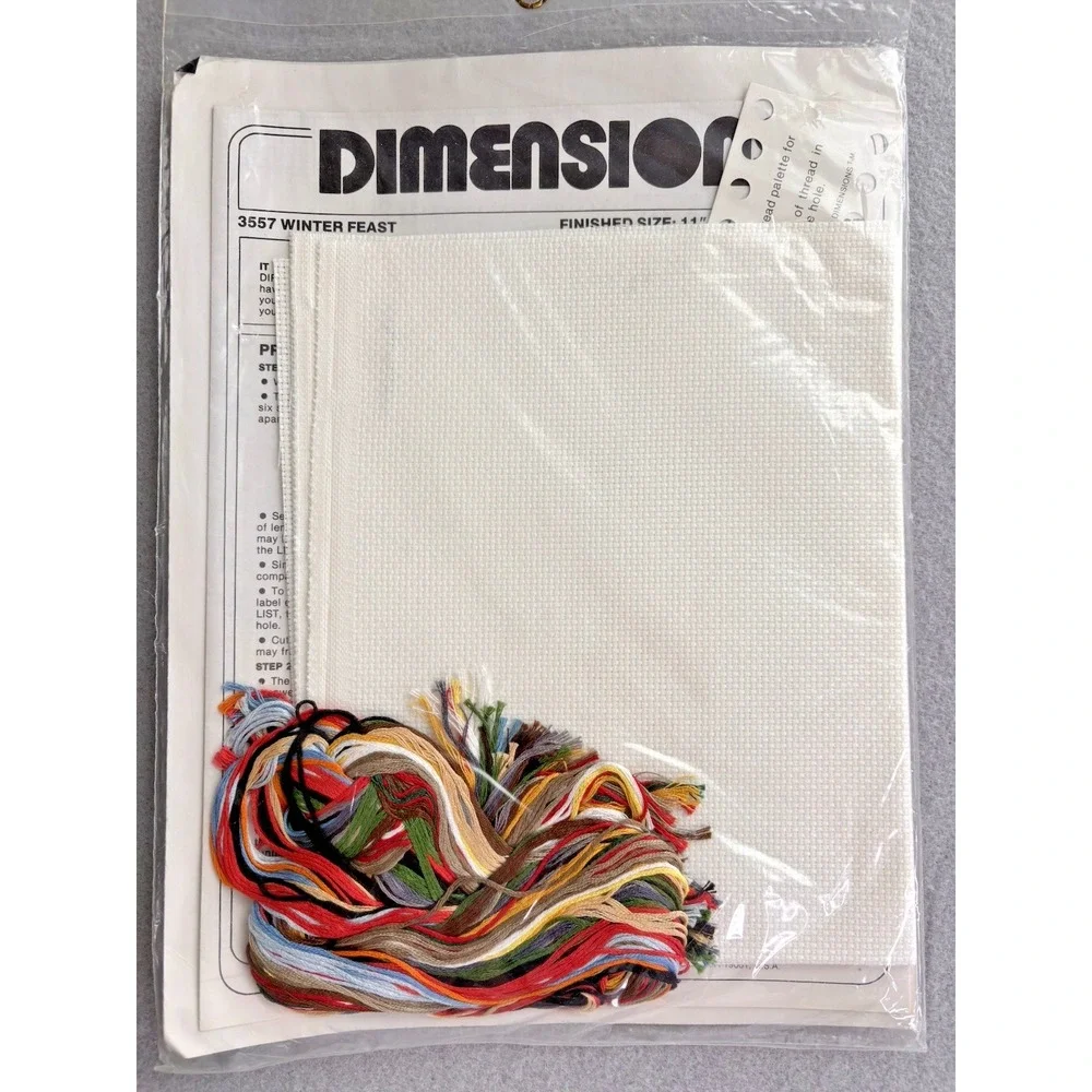 NOS Dimensions Patterned Santa Needlepoint Kit Winter Feast